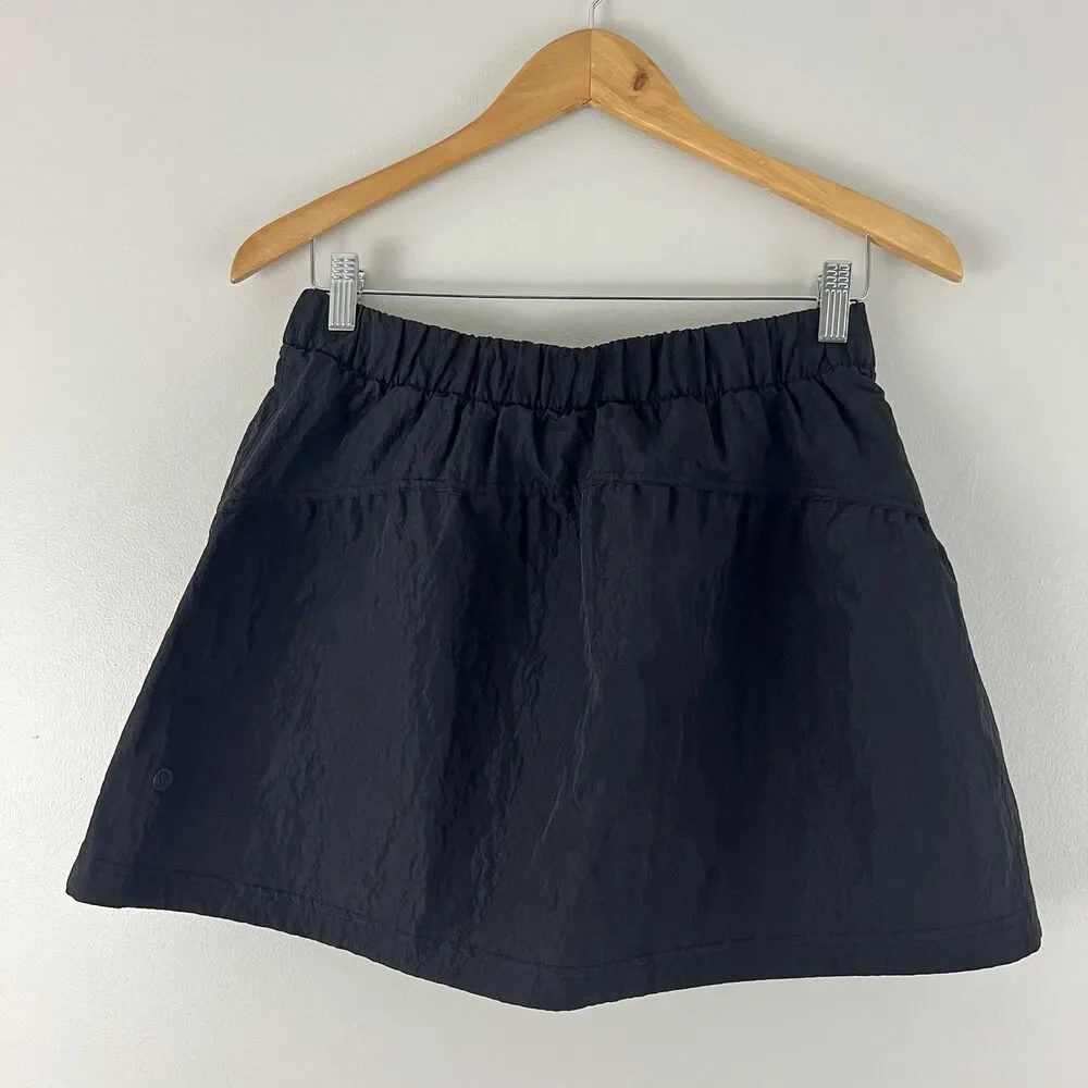 Lululemon Crinkle High-Rise Black Mini Skirt